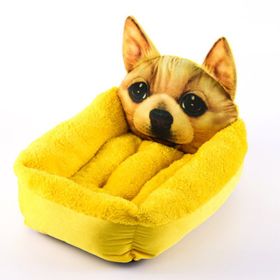 Fashion House Cartoon-Design Sofa Soft Warm Cotton Nest Pet Dog Beds Puppy Kennel (Color: Yellow Dog)